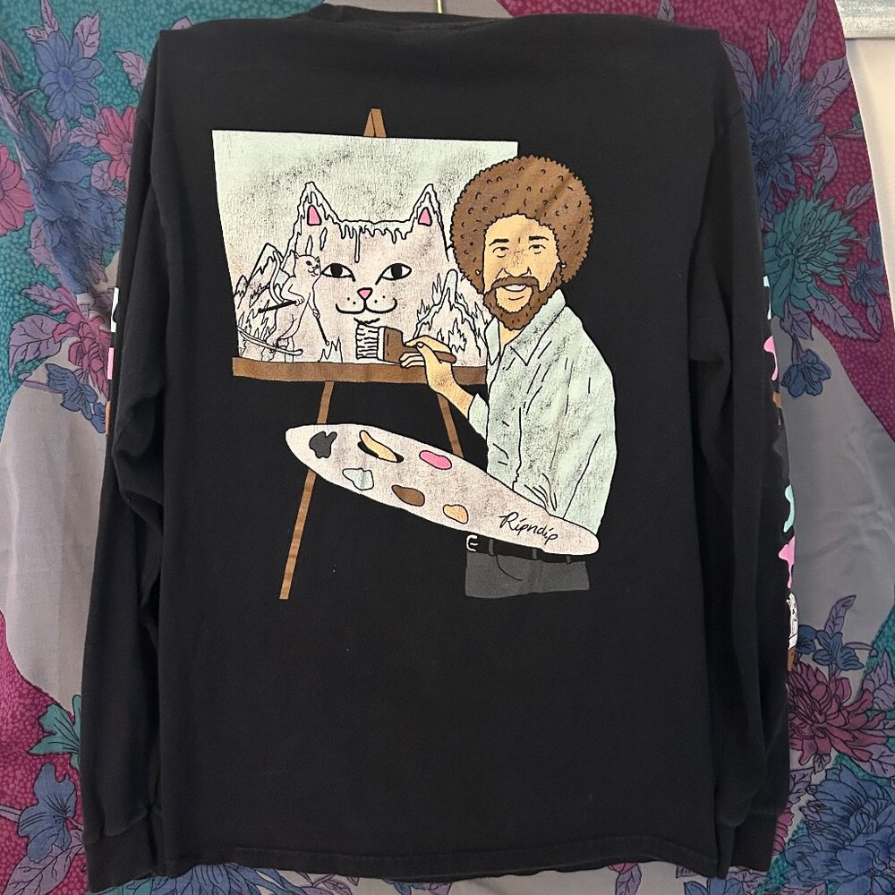 SOLD- rip n dip black cat graphic long sleeves small